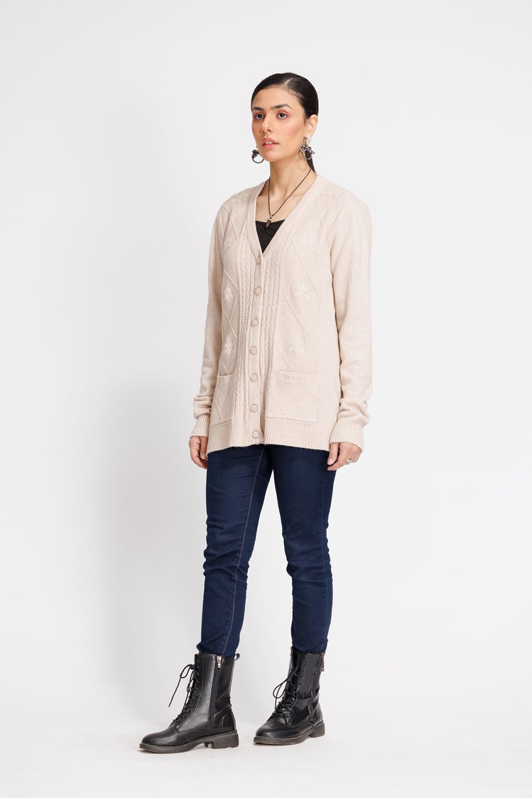 Picture of Ellena - V-Neck Cardigan Sweater - Available at Raja Sahib