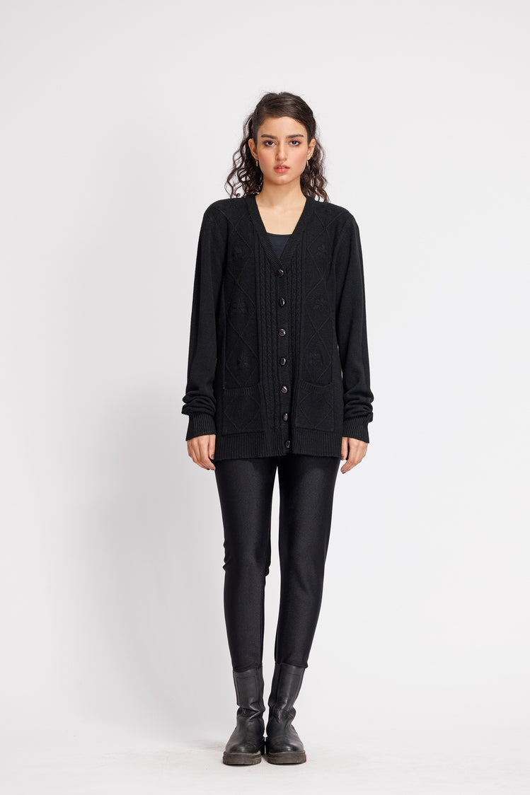 Picture of Ellena - V-Neck Cardigan Sweater - Available at Raja Sahib