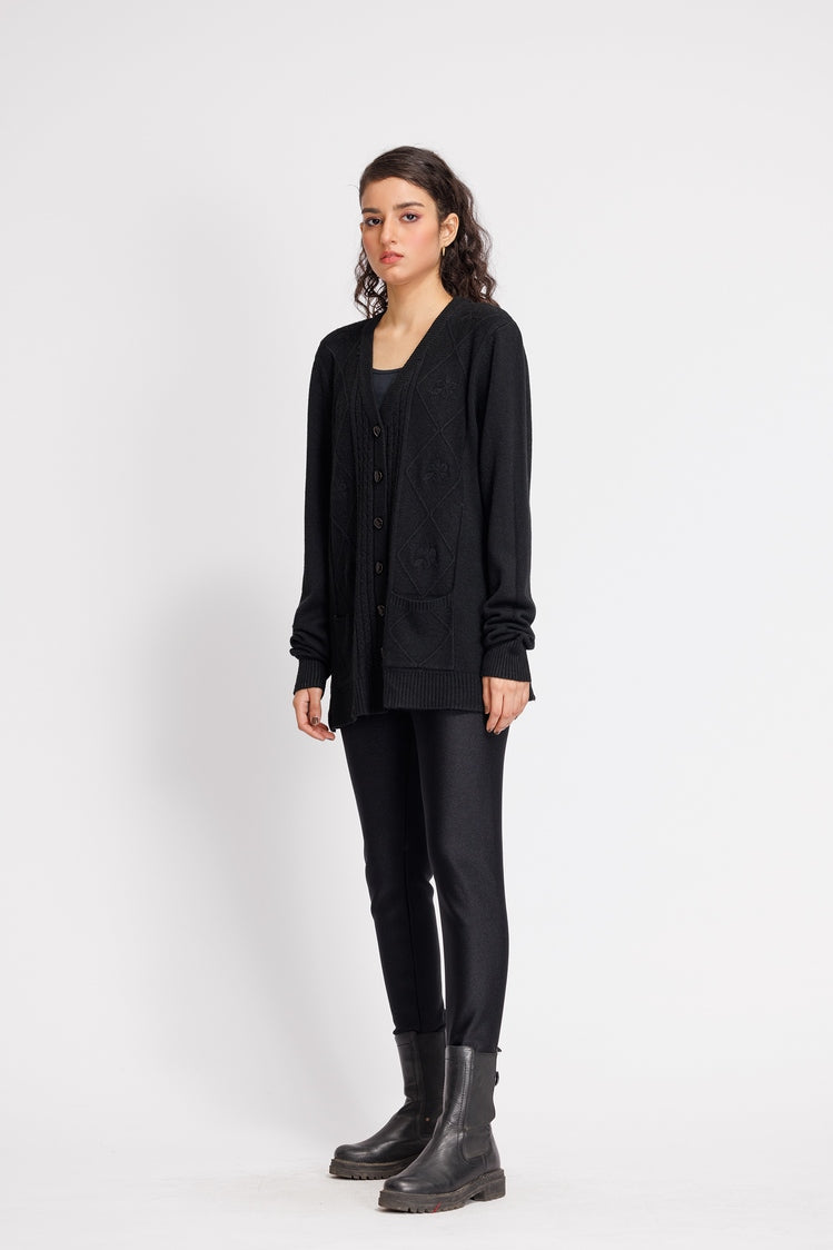 Picture of Ellena - V-Neck Cardigan Sweater - Available at Raja Sahib