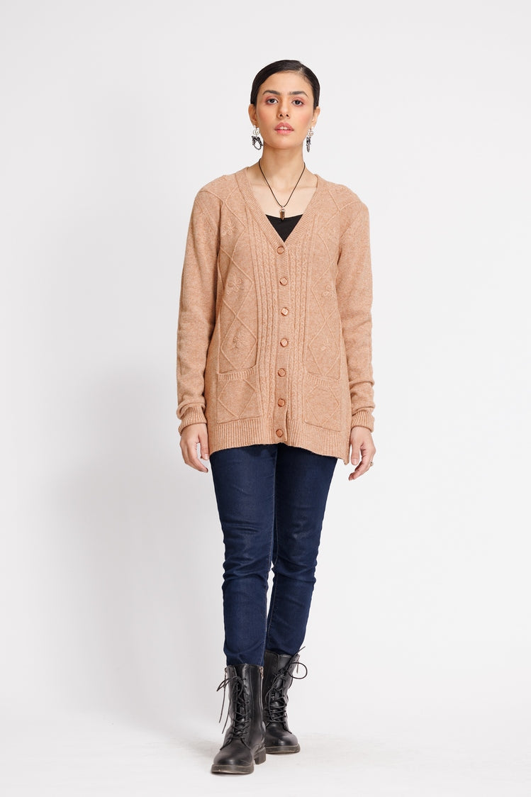 Picture of Ellena - V-Neck Cardigan Sweater - Available at Raja Sahib