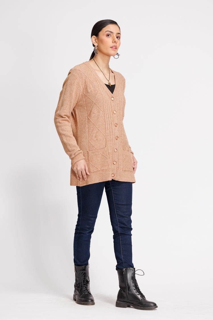 Picture of Ellena - V-Neck Cardigan Sweater - Available at Raja Sahib