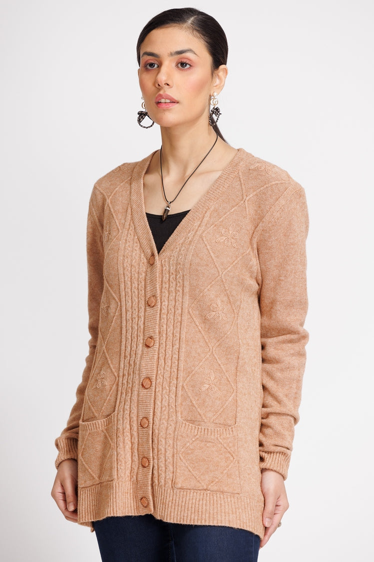 Picture of Ellena - V-Neck Cardigan Sweater - Available at Raja Sahib