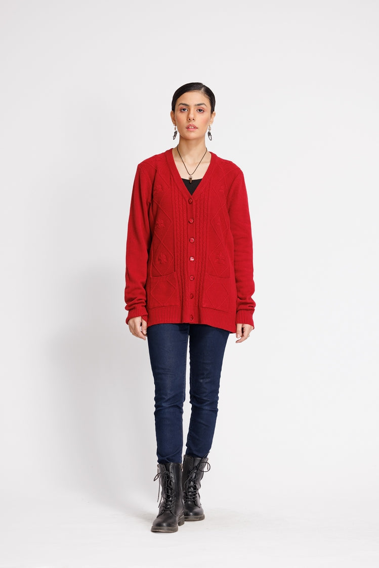 Picture of Ellena - V-Neck Cardigan Sweater - Available at Raja Sahib