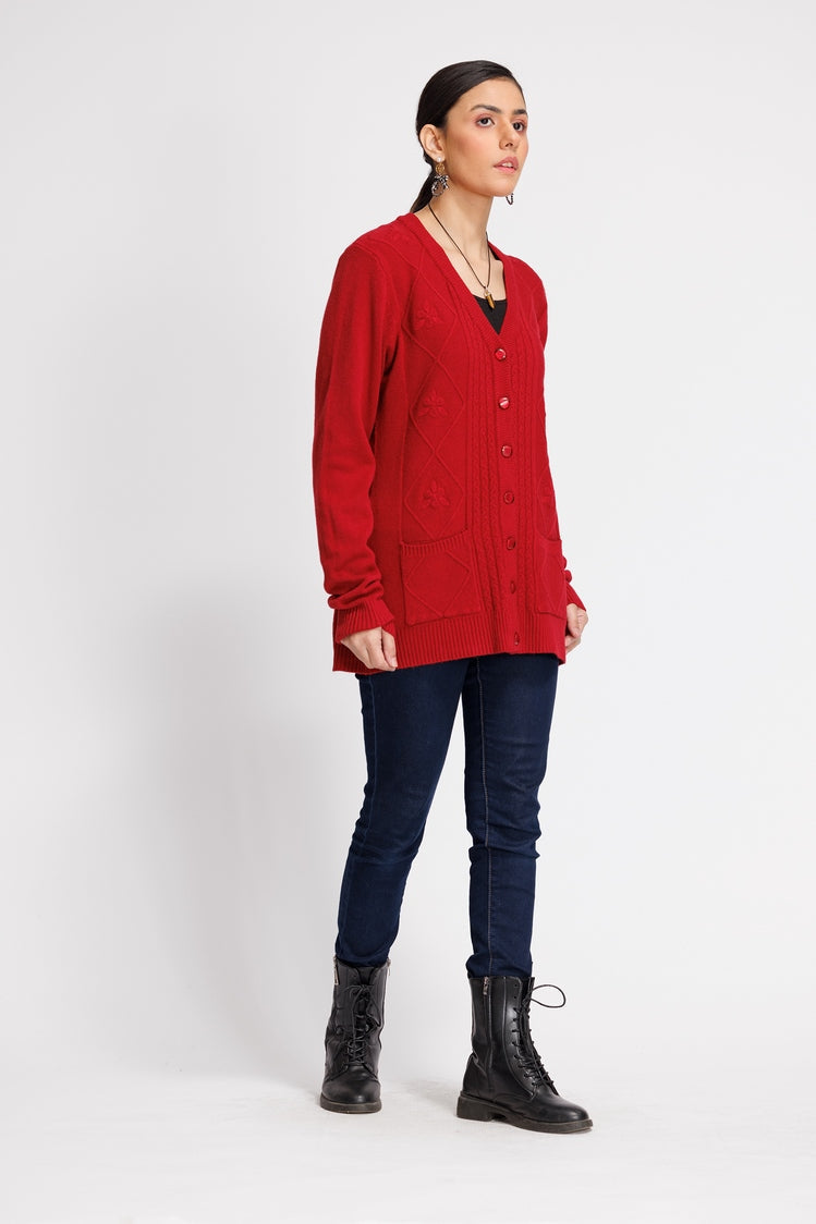 Picture of Ellena - V-Neck Cardigan Sweater - Available at Raja Sahib
