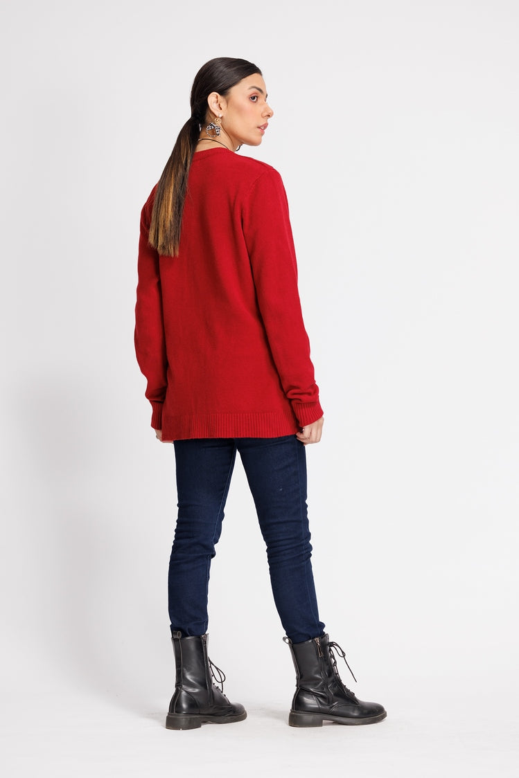 Picture of Ellena - V-Neck Cardigan Sweater - Available at Raja Sahib