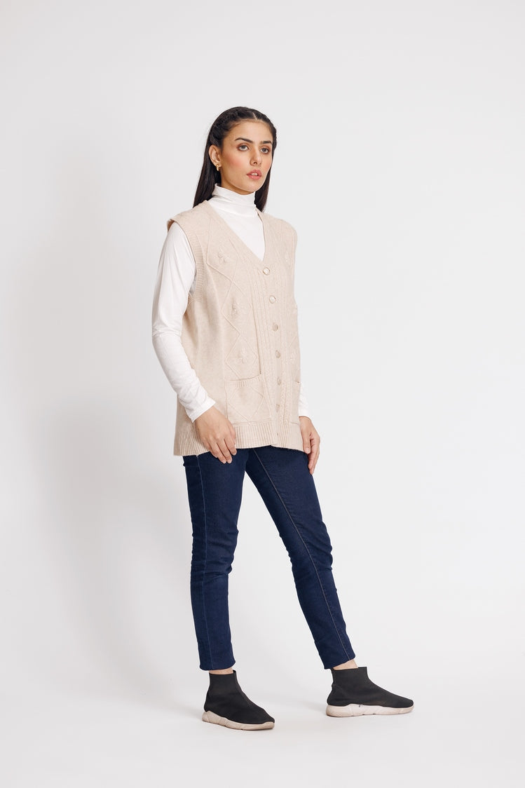 Picture of Ellena - V-Neck Cardigan Sweater - Available at Raja Sahib
