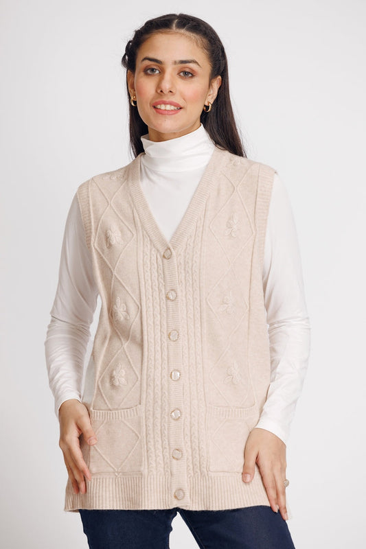 Picture of Ellena - V-Neck Cardigan Sweater - Available at Raja Sahib