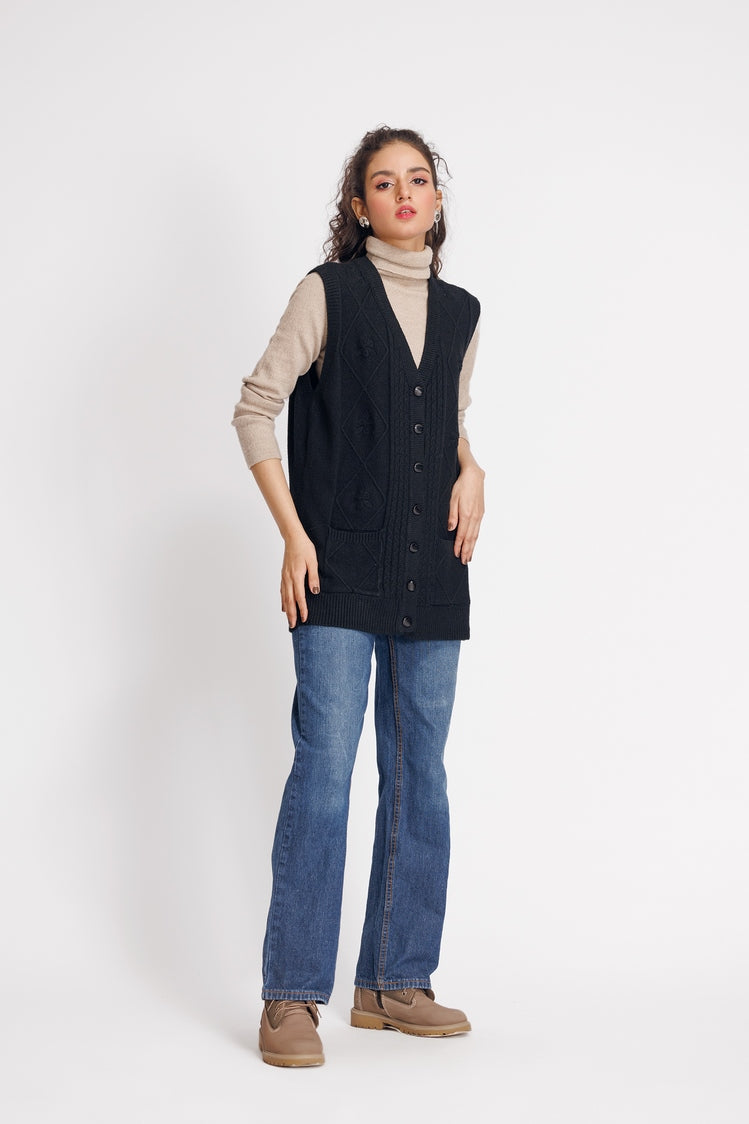 Picture of Ellena - V-Neck Cardigan Sweater - Available at Raja Sahib