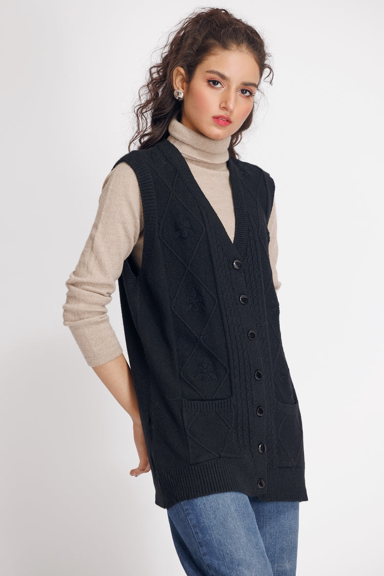 Picture of Ellena - V-Neck Cardigan Sweater - Available at Raja Sahib