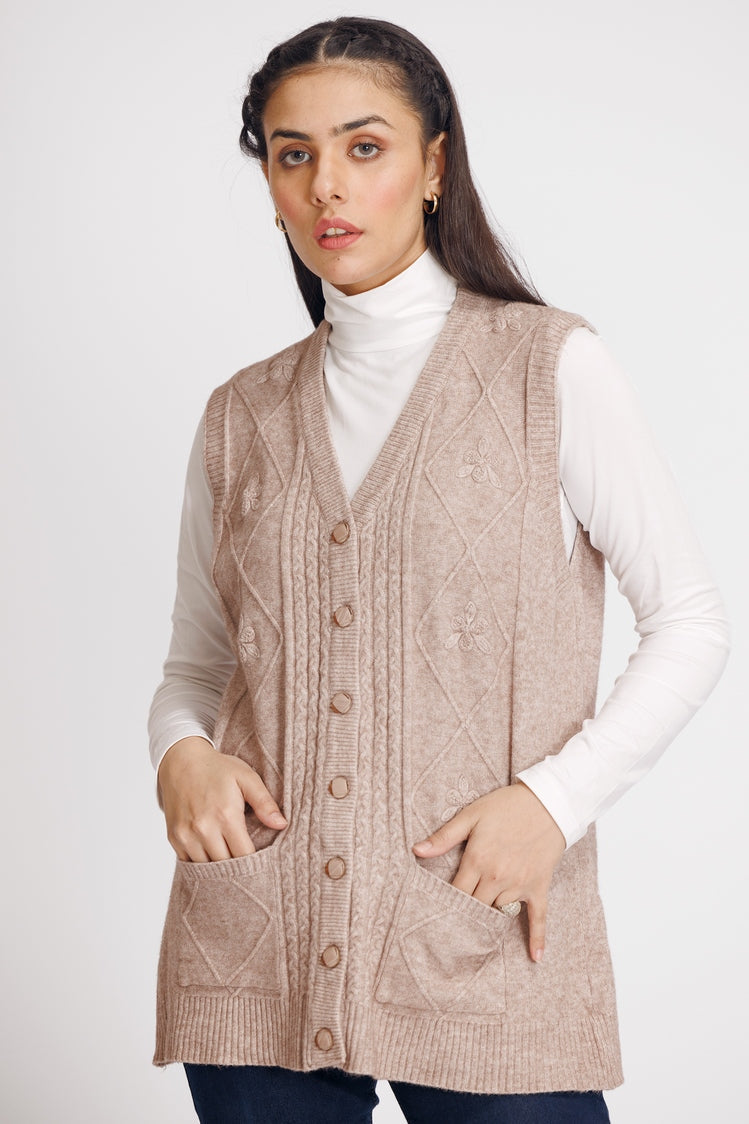 Picture of Ellena - V-Neck Cardigan Sweater - Available at Raja Sahib