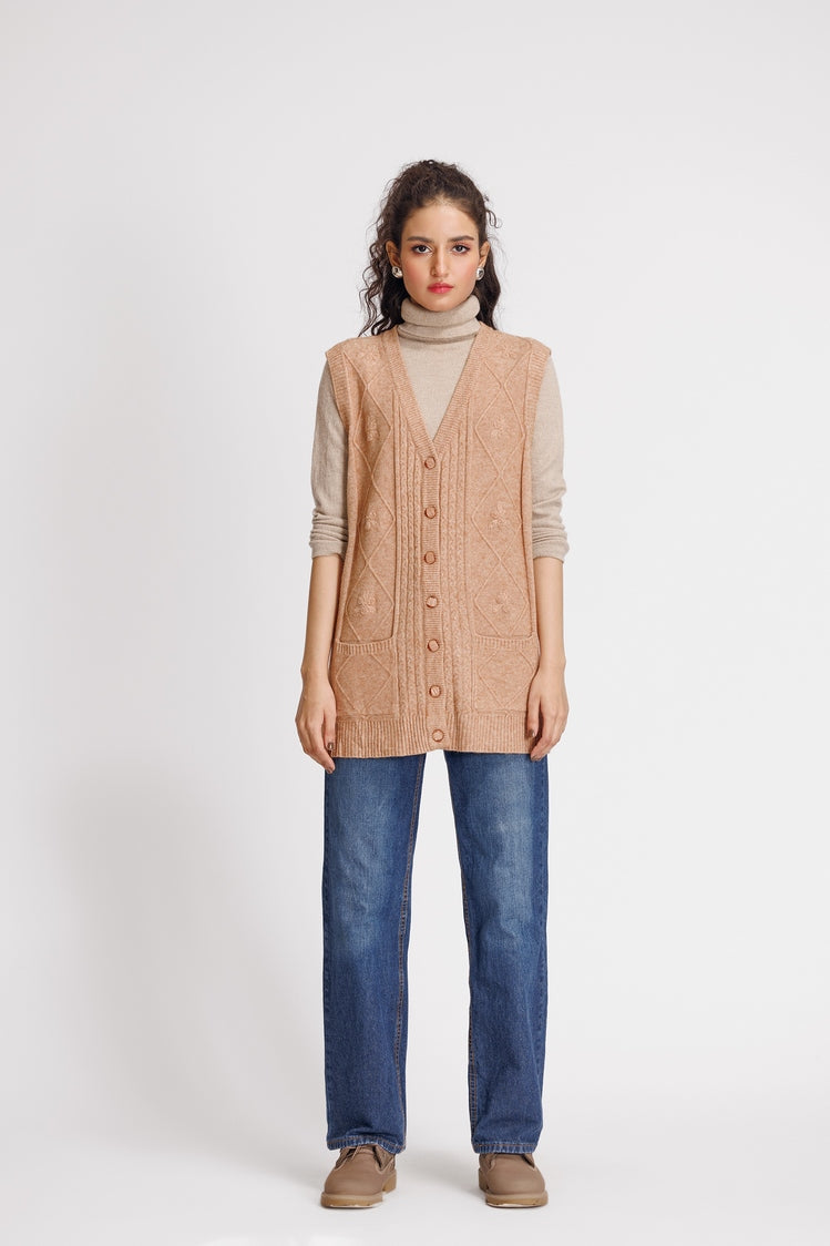 Picture of Ellena - V-Neck Cardigan Sweater - Available at Raja Sahib