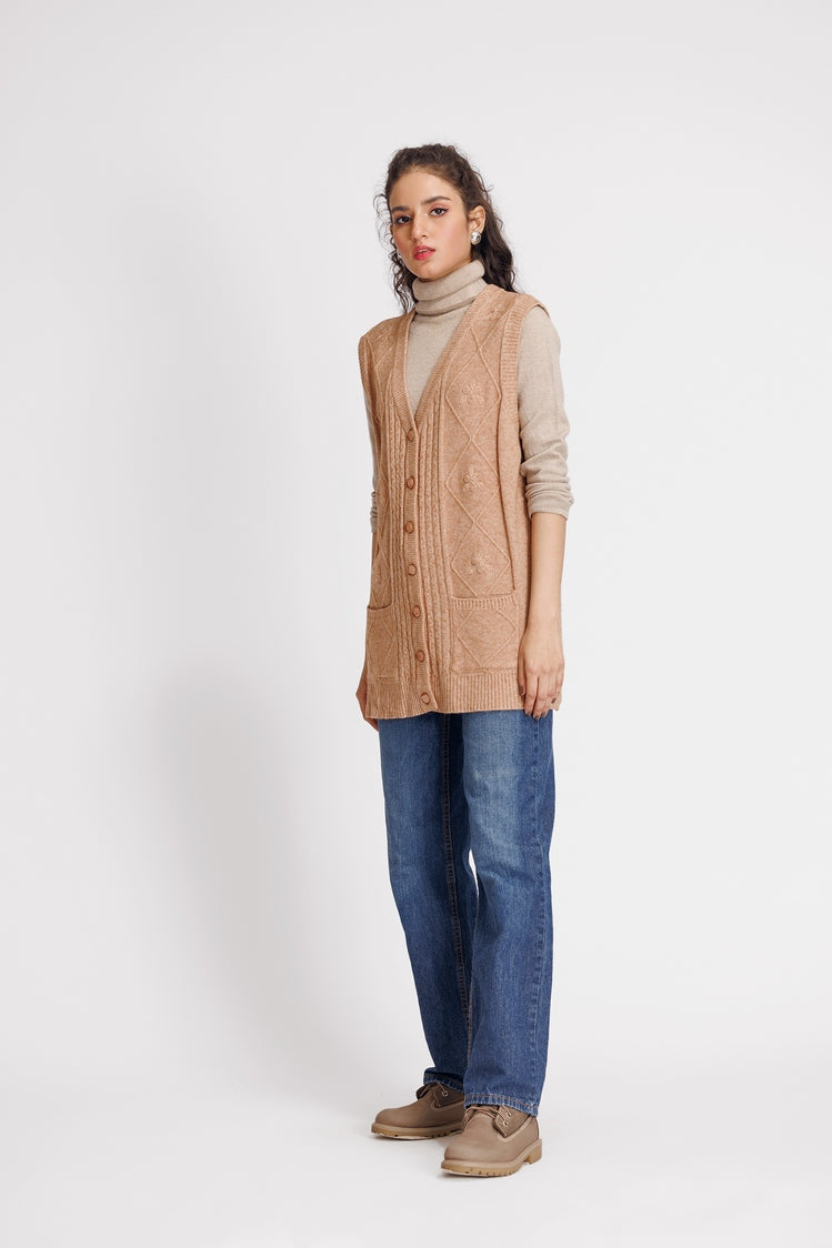 Picture of Ellena - V-Neck Cardigan Sweater - Available at Raja Sahib
