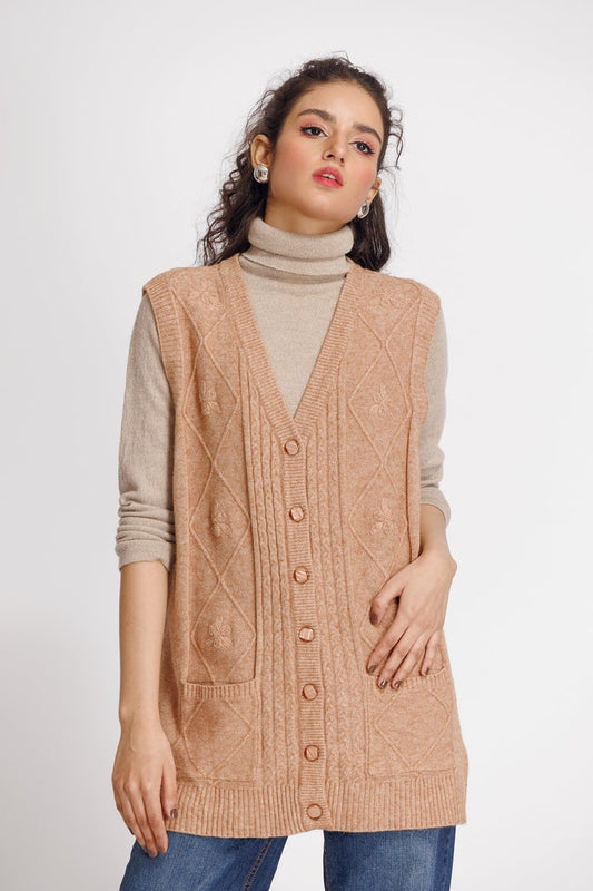 Picture of Ellena - V-Neck Cardigan Sweater - Available at Raja Sahib