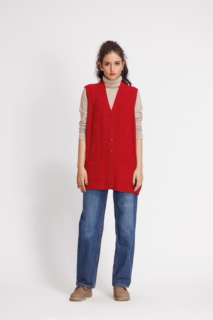 Picture of Ellena - V-Neck Cardigan Sweater - Available at Raja Sahib