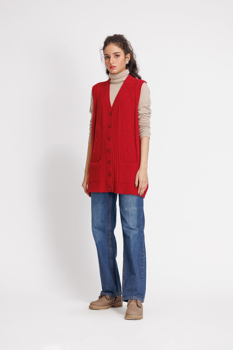 Picture of Ellena - V-Neck Cardigan Sweater - Available at Raja Sahib