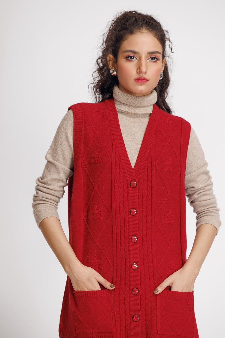Picture of Ellena - V-Neck Cardigan Sweater - Available at Raja Sahib