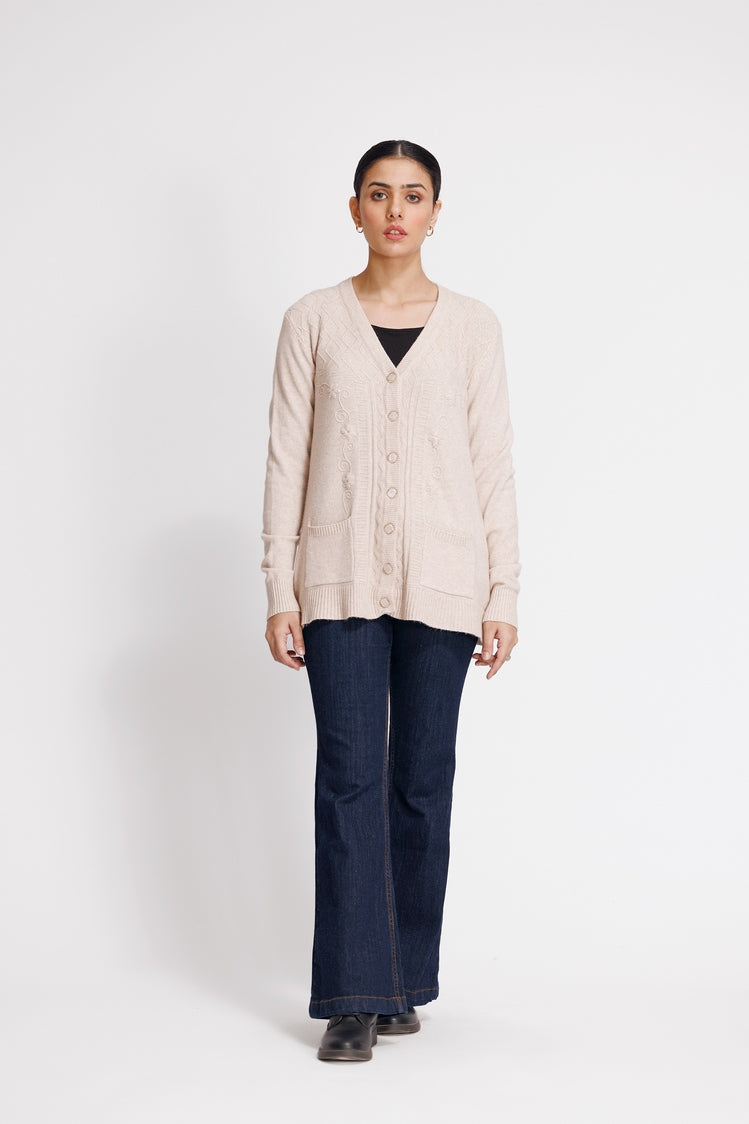 Picture of Ellena - V-Neck Cardigan Sweater - Available at Raja Sahib