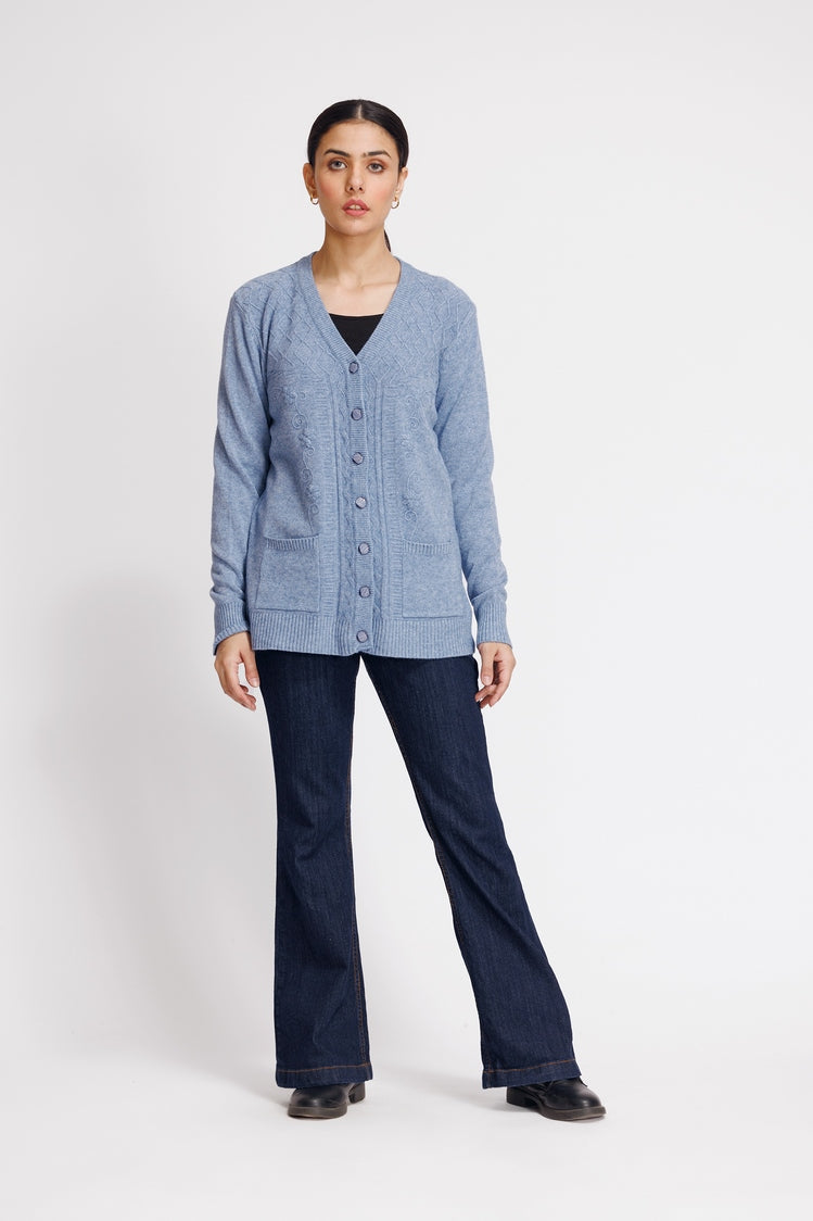 Picture of Ellena - V-Neck Cardigan Sweater - Available at Raja Sahib