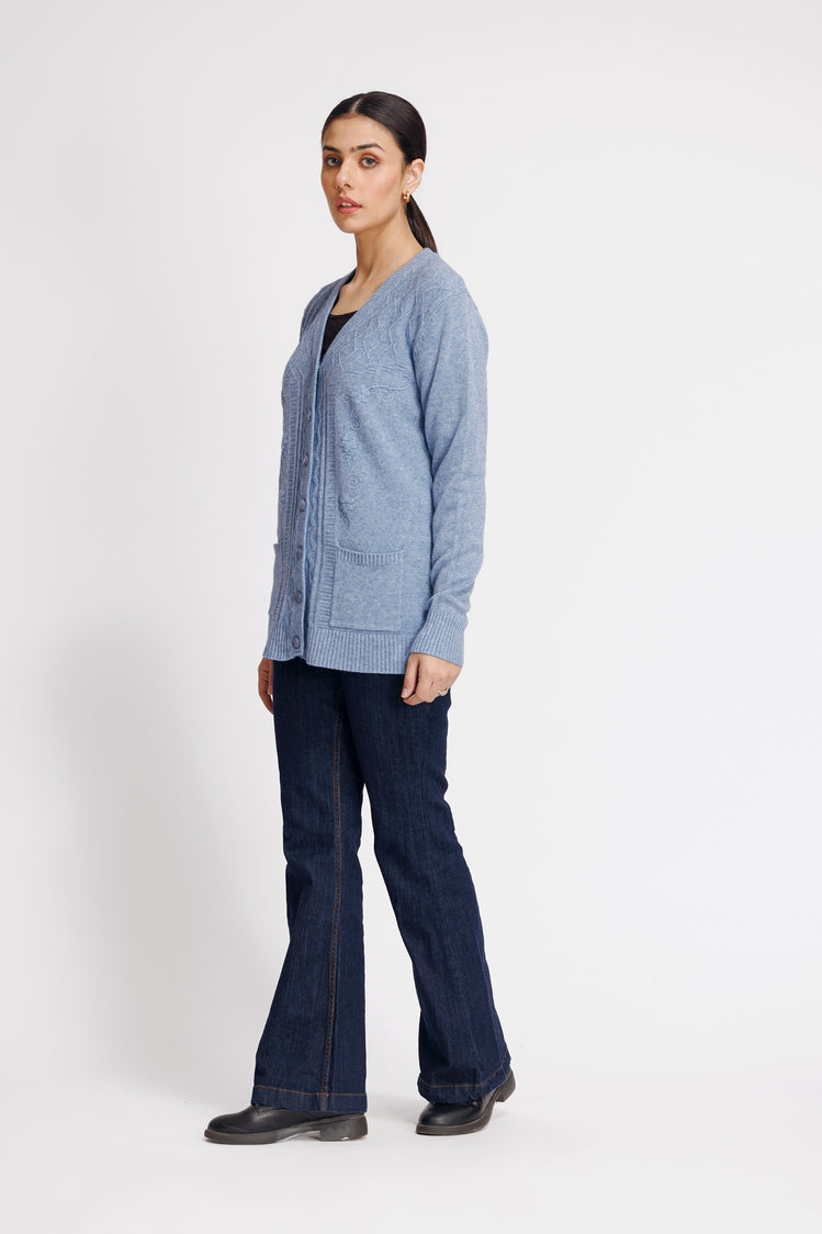 Picture of Ellena - V-Neck Cardigan Sweater - Available at Raja Sahib