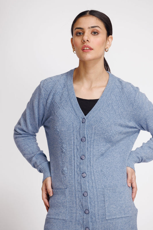 Picture of Ellena - V-Neck Cardigan Sweater - Available at Raja Sahib