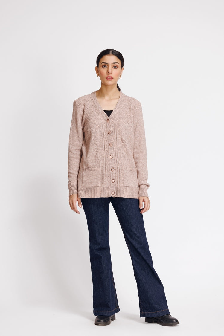 Picture of Ellena - V-Neck Cardigan Sweater - Available at Raja Sahib