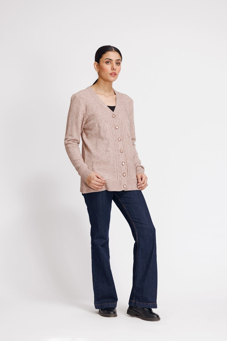 Picture of Ellena - V-Neck Cardigan Sweater - Available at Raja Sahib