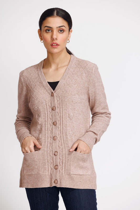 Picture of Ellena - V-Neck Cardigan Sweater - Available at Raja Sahib