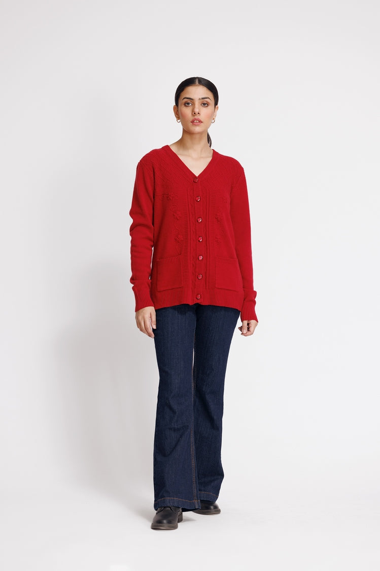 Picture of Ellena - V-Neck Cardigan Sweater - Available at Raja Sahib