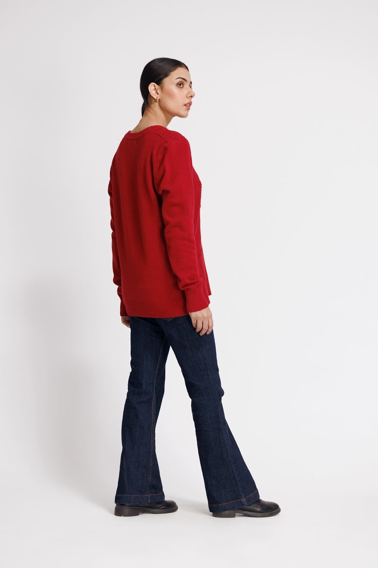 Picture of Ellena - V-Neck Cardigan Sweater - Available at Raja Sahib