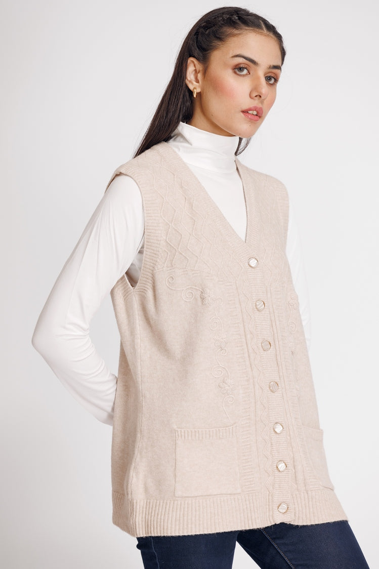 Picture of Ellena - V-Neck Cardigan Sweater - Available at Raja Sahib