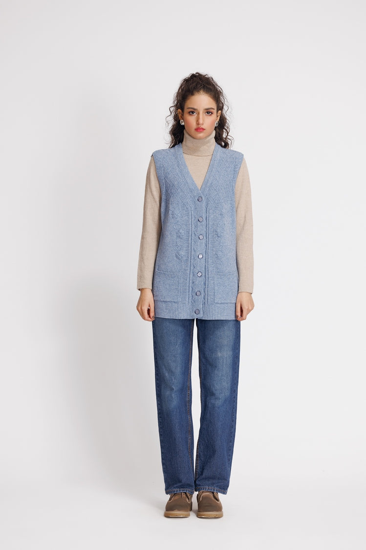 Picture of Ellena - V-Neck Cardigan Sweater - Available at Raja Sahib
