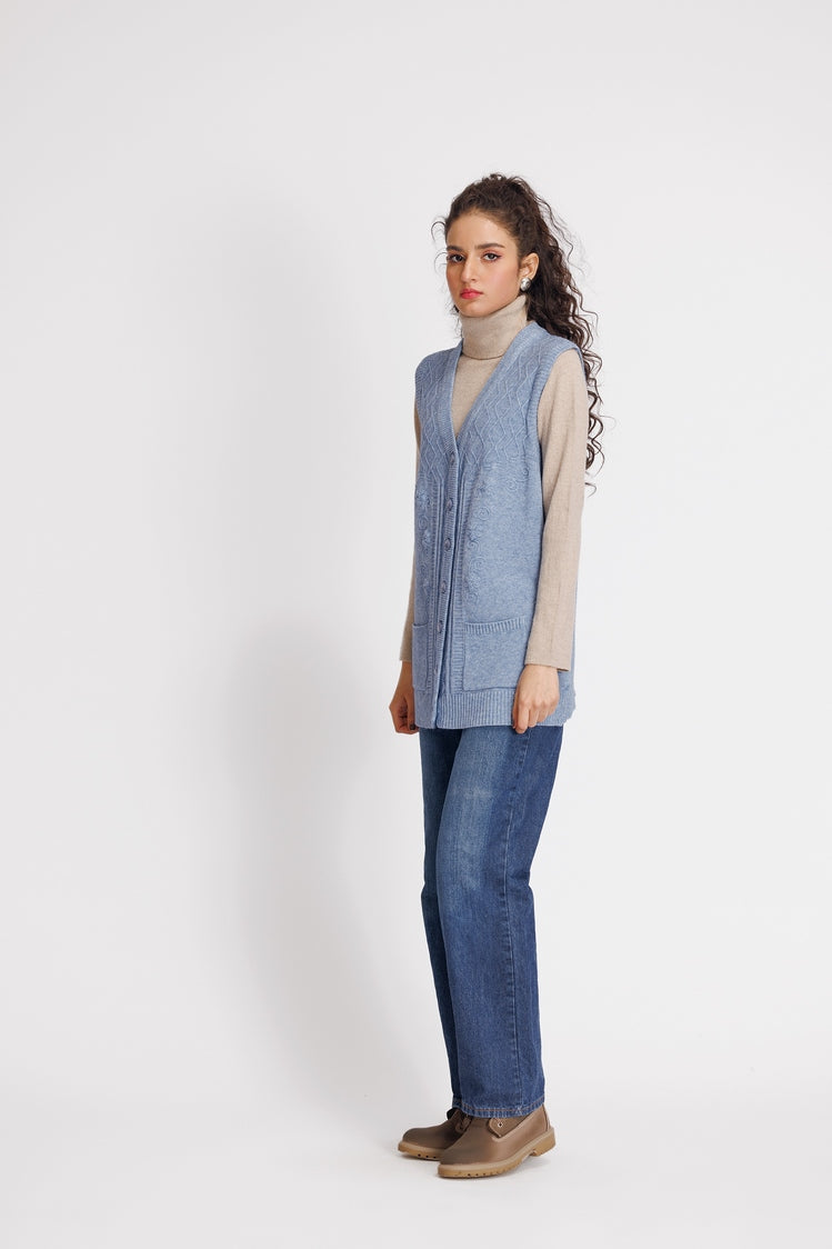 Picture of Ellena - V-Neck Cardigan Sweater - Available at Raja Sahib