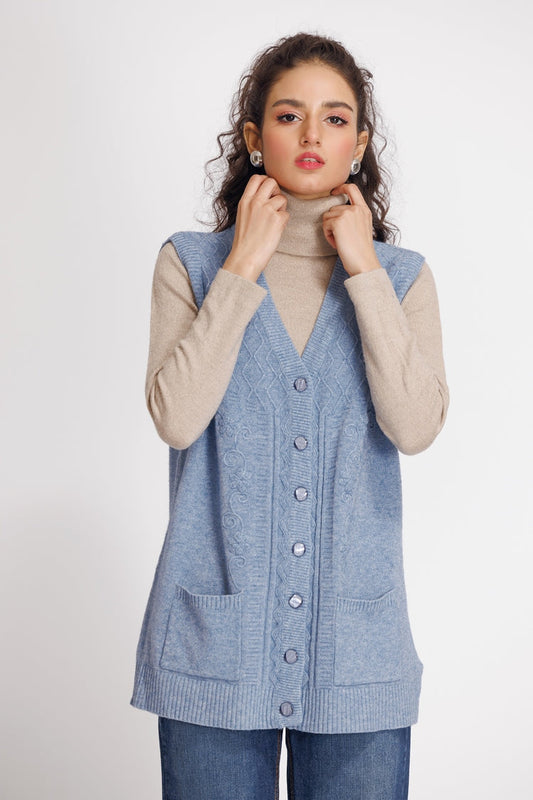 Picture of Ellena - V-Neck Cardigan Sweater - Available at Raja Sahib