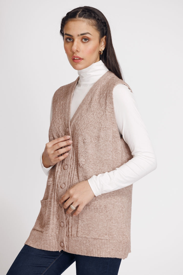 Picture of Ellena - V-Neck Cardigan Sweater - Available at Raja Sahib