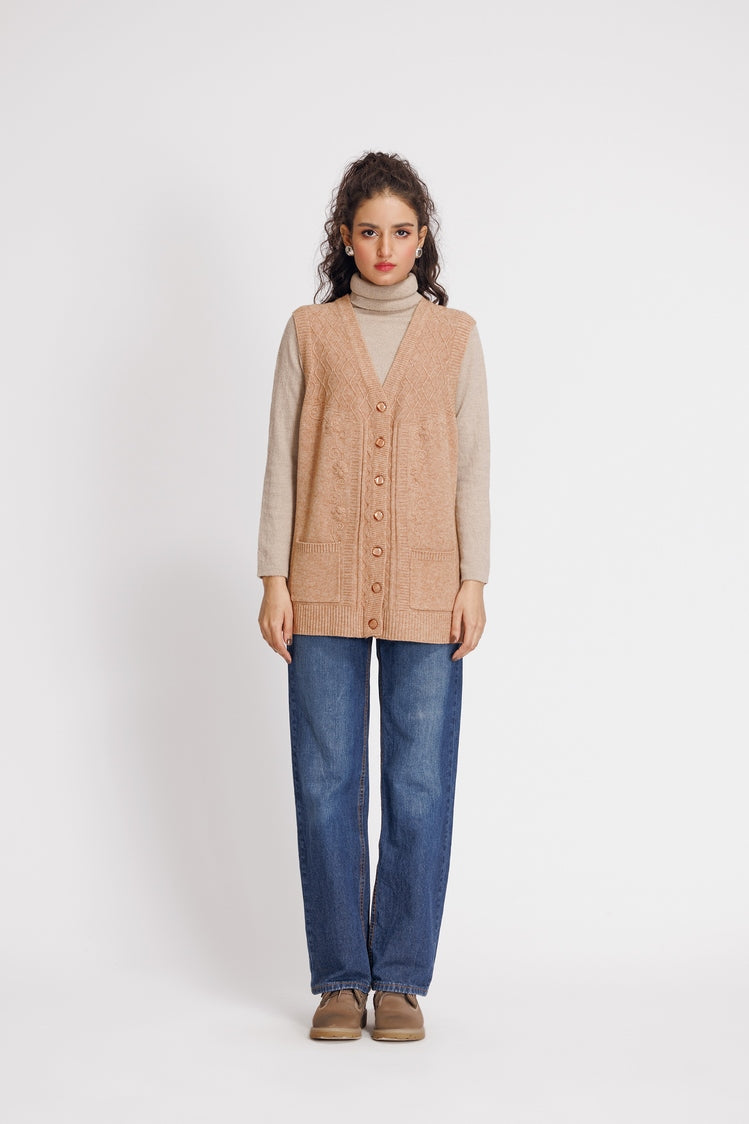 Picture of Ellena - V-Neck Cardigan Sweater - Available at Raja Sahib