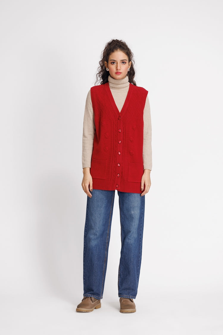 Picture of Ellena - V-Neck Cardigan Sweater - Available at Raja Sahib