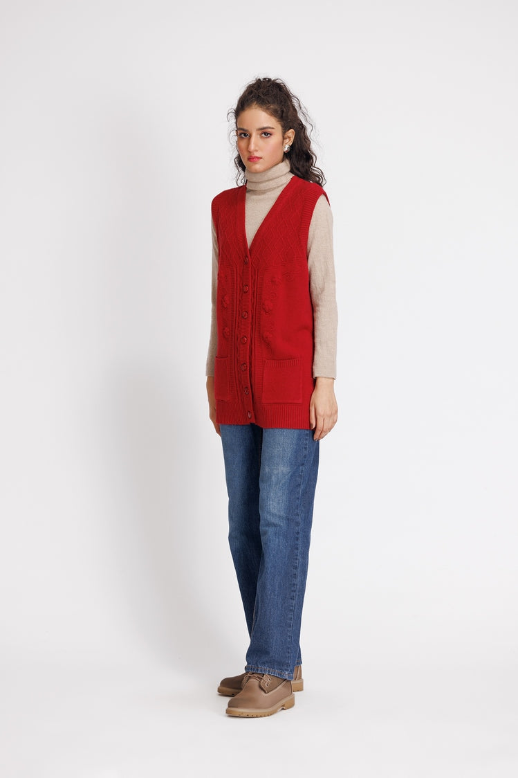 Picture of Ellena - V-Neck Cardigan Sweater - Available at Raja Sahib
