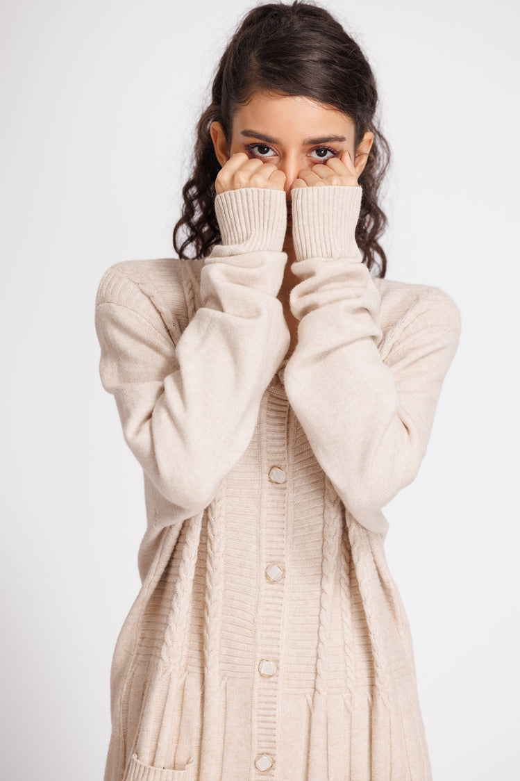 Picture of Ellena - Round Neck Cardigan Sweater - Available at Raja Sahib