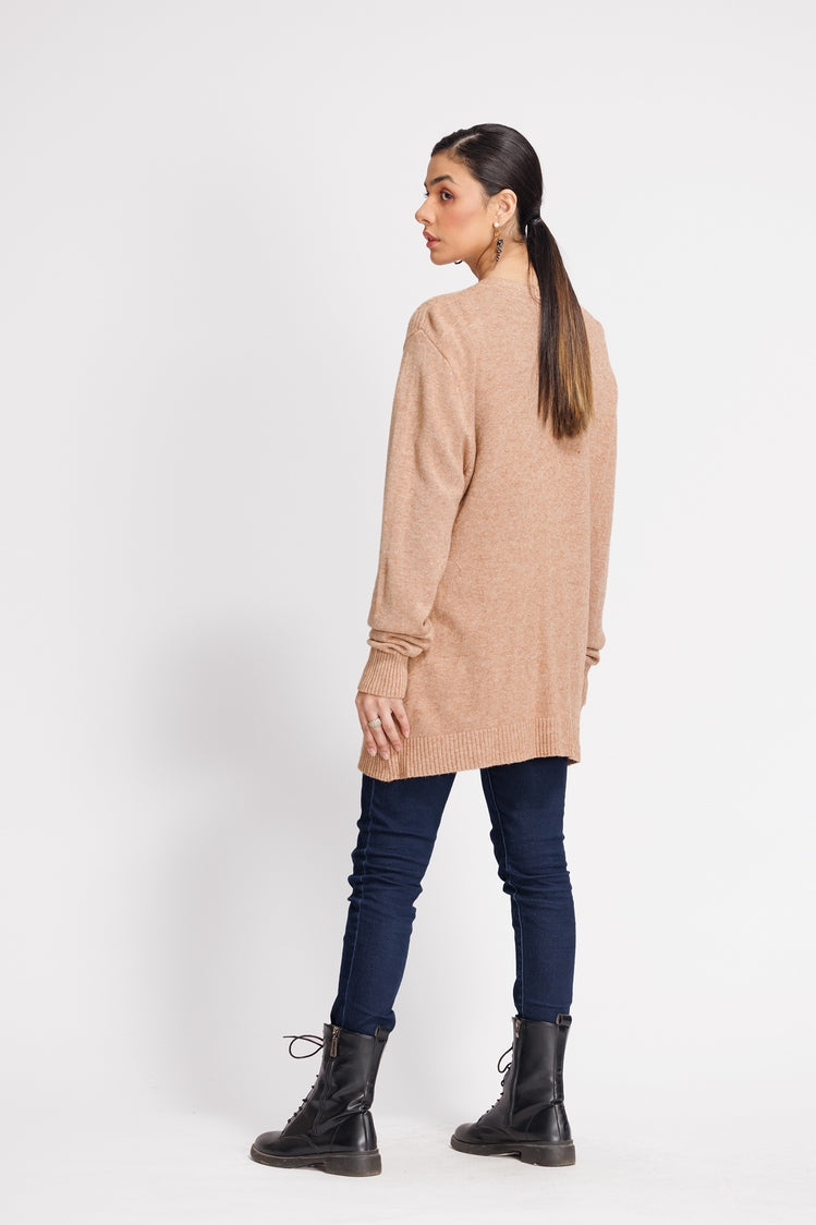 Picture of Ellena - Round Neck Cardigan Sweater - Available at Raja Sahib