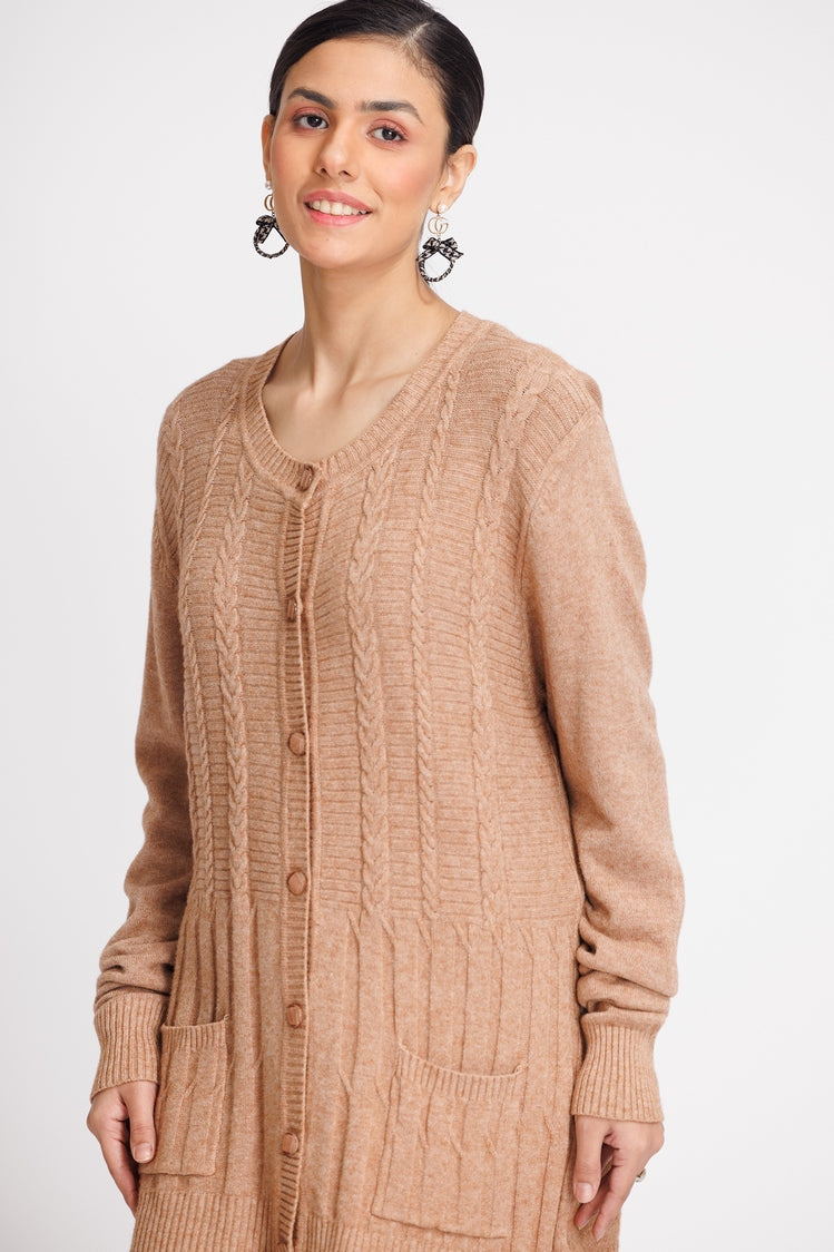 Picture of Ellena - Round Neck Cardigan Sweater - Available at Raja Sahib