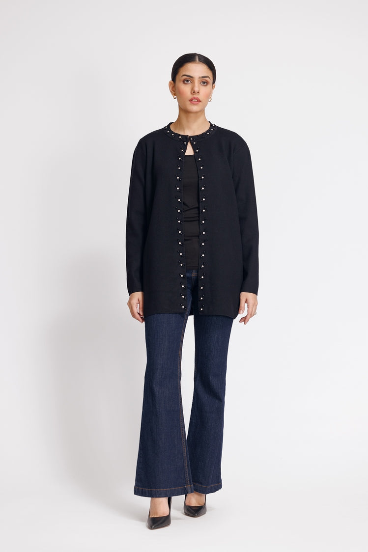 Picture of Ellena - Round Neck Cardigan Sweater - Available at Raja Sahib
