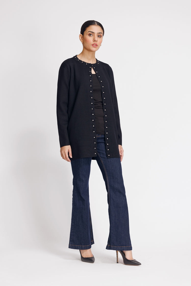 Picture of Ellena - Round Neck Cardigan Sweater - Available at Raja Sahib