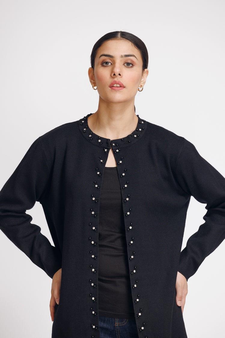 Picture of Ellena - Round Neck Cardigan Sweater - Available at Raja Sahib