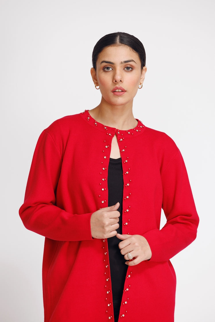 Picture of Ellena - Round Neck Cardigan Sweater - Available at Raja Sahib