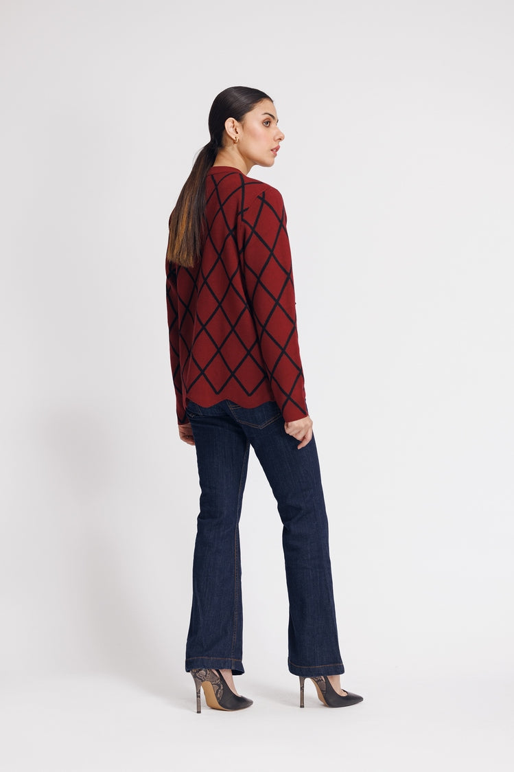 Picture of Ellena - Round Neck Cardigan Sweater - Available at Raja Sahib