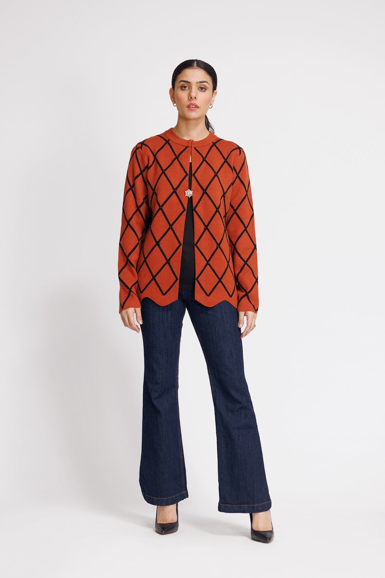 Picture of Ellena - Round Neck Cardigan Sweater - Available at Raja Sahib
