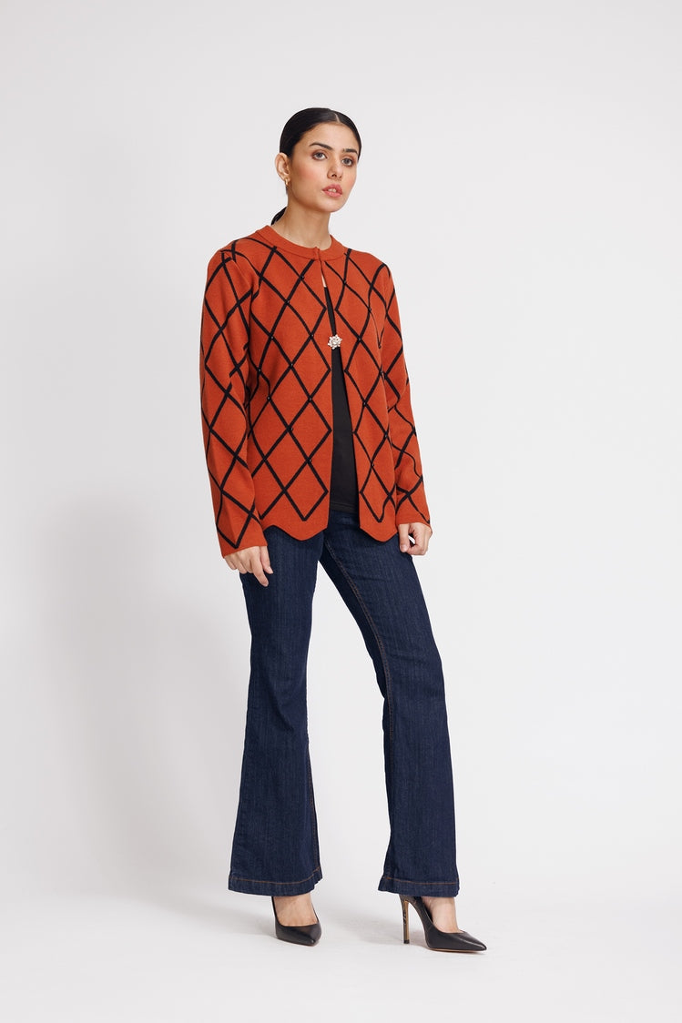Picture of Ellena - Round Neck Cardigan Sweater - Available at Raja Sahib