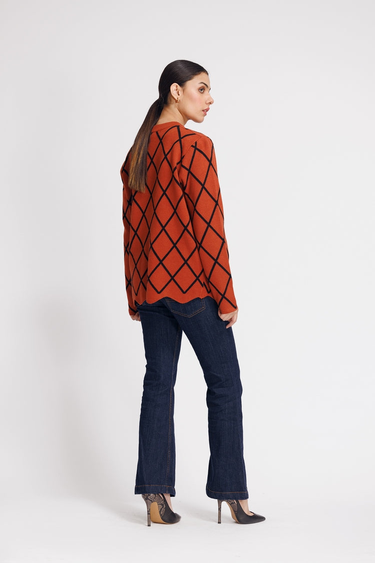 Picture of Ellena - Round Neck Cardigan Sweater - Available at Raja Sahib