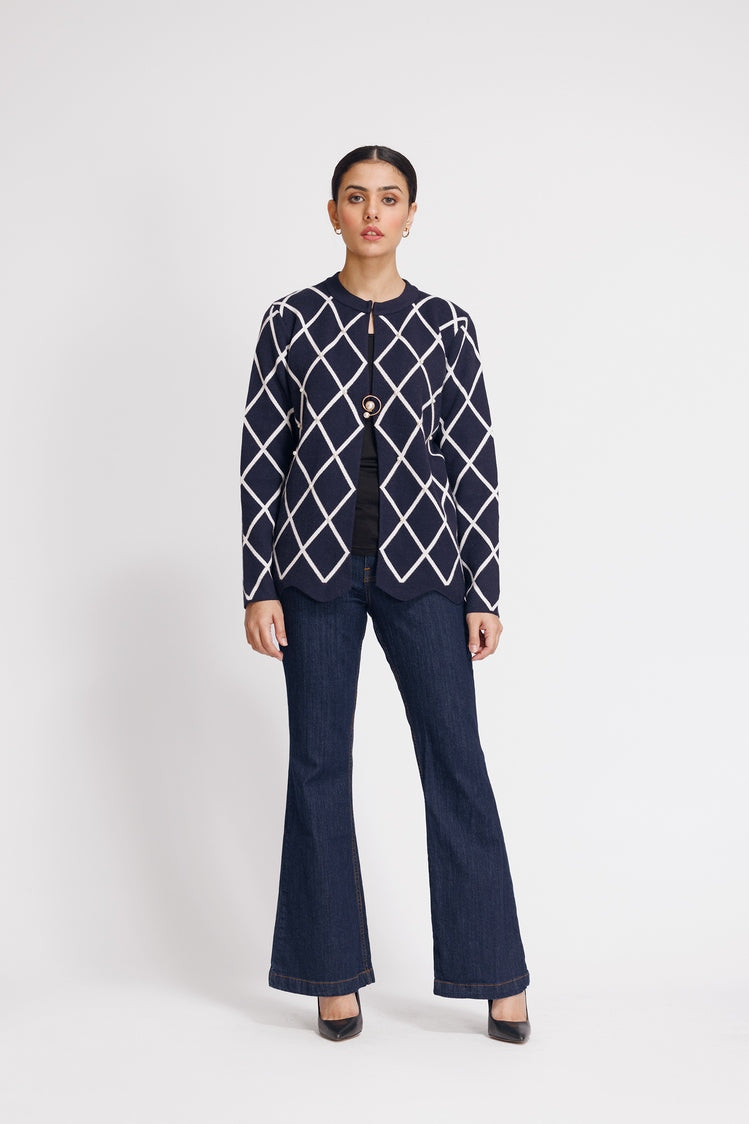 Picture of Ellena - Round Neck Cardigan Sweater - Available at Raja Sahib