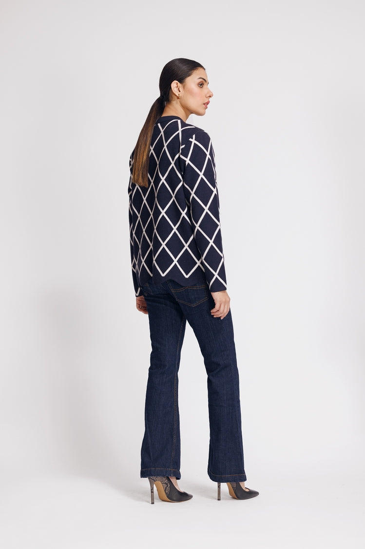 Picture of Ellena - Round Neck Cardigan Sweater - Available at Raja Sahib